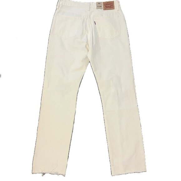 NWT Levi's 501 Original, High Rise, Straight Leg, Distressed Jean, White, 29x30 - Picture 6 of 11